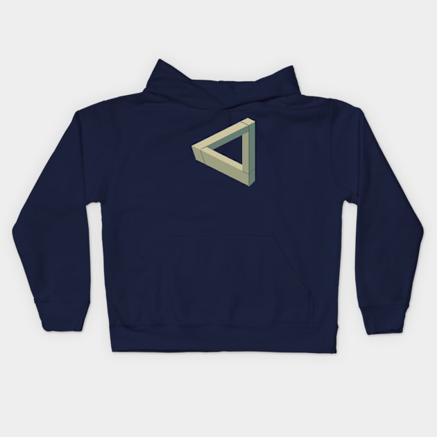 Pixel Art Penrose Triangle Kids Hoodie by PXLFLX